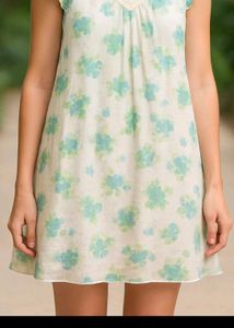 Floral Flutter Sleeve Organza Dress