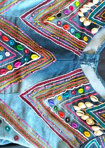 Beautiful Handwork Denim Blowse