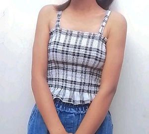 Plaid Ruffle Crop Top