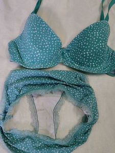 Cute Turquoise Heart Lingerie Set