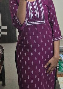 Elegant Purple Printed A-line Kurti for Women