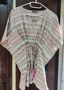 Boho Kaftan Tie-Waist Tunic Top