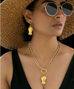 Fish Necklace Set With Earrings