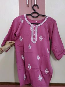 Pink Embroidered Kurti