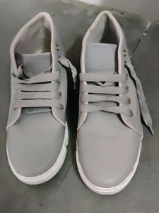 Zapatoz  Grey Lace-up Ankle Length Boot Shoes