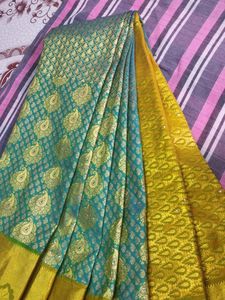 Green Colour Fancy Pattu Saree With Mild Green Colur Border