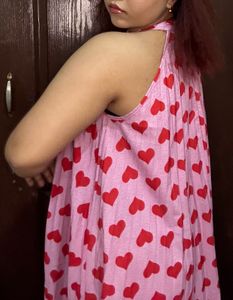 Pink Heart Print Dress