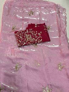 Elegant Lavender Organza Saree