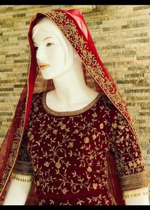 Stunning Maroon &amp; Gold Bridal Lehenga