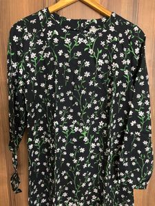Floral Black Cotton Dress