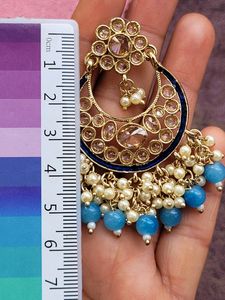 Royal Blue Kundan Chand Bali Set