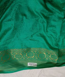 Green Banarasi Saree with free matching earrings