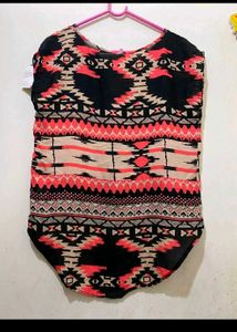 Ikkat Patterned Crop Top