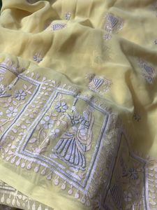 Yellow Embroidered Saree