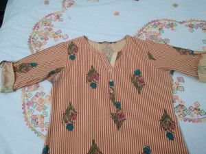Striped Floral Print Kurti