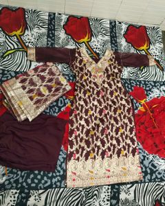 New Burgundy Embroidered Salwar Kameez