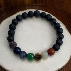 7 Chakra And Lava Beads Bracelet