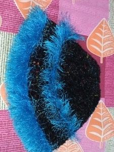 BLACK AND BLUE WOOLEN CAP (HANDMADE NEW)