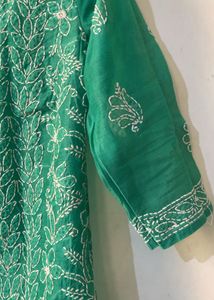 Green Embroidered Kurta