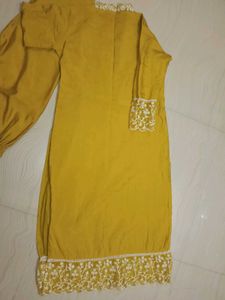 Mustard Embroidered Kurta Set