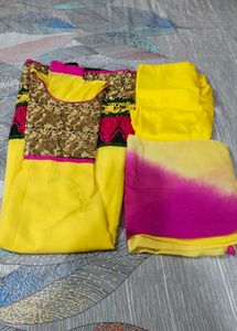 Stitch Yellow Anarkali Dress