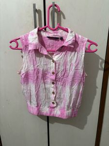 Pink Tie-Dye Sleeveless Top