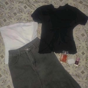 Savana White Tube Top + Black Tie-Up Tee