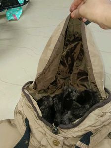 Beige Puffer Coat with Hood