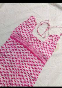 Pink Print hand stiched kurti