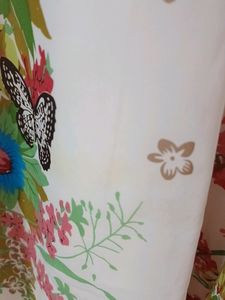 Cream Dress With Red Lace Around Waist