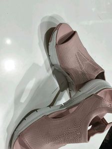 Pink Knit Open-Toe Sandals