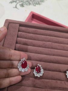 Zircon Red Ruby Studs