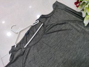 Girls Grey Cut Shoulder Top