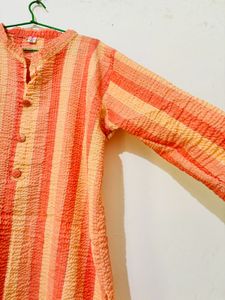 Coral Coloured Crinkled Kurta Top(XXL)🍑