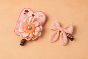 Pink Hair Clip Set - Flower & Bow