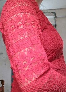 Red Lace Midi Dress