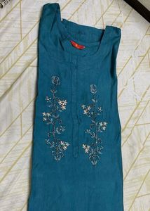 Embroidered Teal Kurta