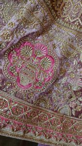 Elegant Pink &amp; Gold Embroidered Lehenga