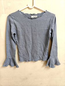 Cute Blue Bell Sleeve Top