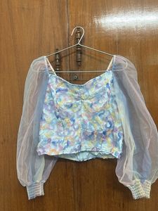 Sheer Sleeve Crop Top