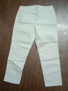 Light Grey Cotton Jeans, Ankle Length