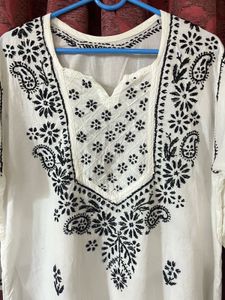 White Embroidered Kurti