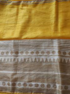 Yellow Printed Saree without blouse