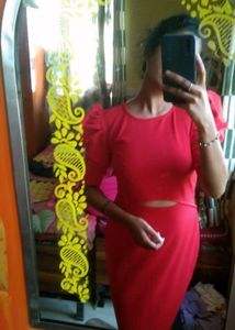 Red Cutout Midi Dress
