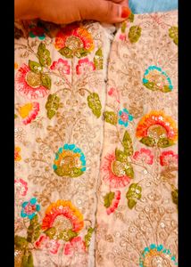 Cream Full Sleeves Embroidery Lehenga Choli