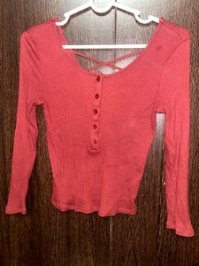 Cute Red Long Sleeve Top