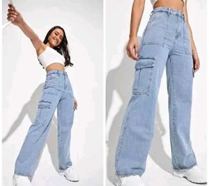 Light Wash Cargo Jeans