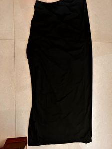 Black One-Shoulder Ruched Slit Dress