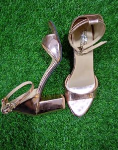 Metallic Rose Gold Block Heels