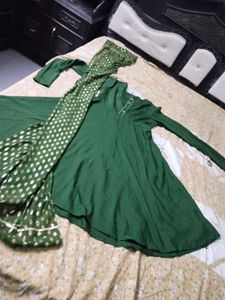 Green Kurta frock anarkali